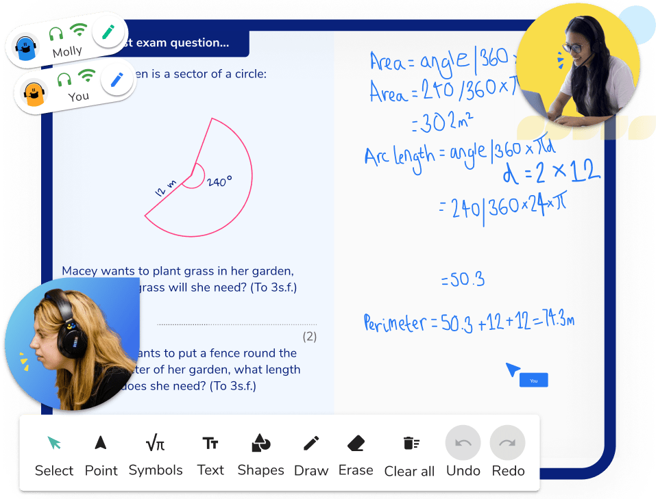 Teacher explaining angles online